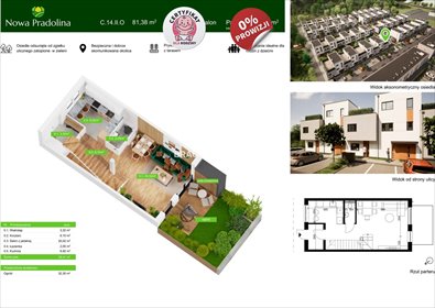 Nowoczesne 4-pokojowe mieszkanie z ogródkiem (81,38 m²) w Tarnowie mieszkanie Tarnów, Zabłocie, Skrzyszowska