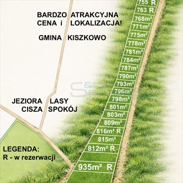 Działka 800 m² w Kiszkowie (spokój, lasy, szybki dojazd) działka Kiszkowo