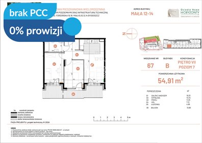 Zapraszam do obejrzenia 3-pokojowego mieszkania 54,91 m² w Bydgoszczy mieszkanie Bydgoszcz, Fordońska