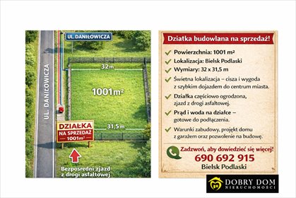 działka na sprzedaż 1000m2 działka Bielsk Podlaski