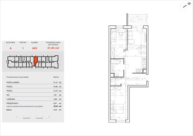 mieszkanie na sprzedaż 61m2 mieszkanie Bydgoszcz, Bielawy, Jana Karola Chodkiewicza