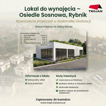 Wynajmę nowoczesny lokal usługowy 132 m² w Rybniku lokal użytkowy Rybnik, Sosnowa