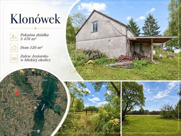 Dom z dużą działką i stawem - Klonówek okolice Zbiornika Jeziorsko dom Klonówek