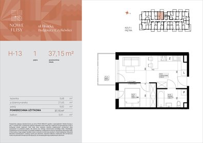 mieszkanie na sprzedaż 37m2 mieszkanie Bydgoszcz, Czyżkówko, Flisacka
