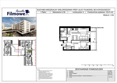mieszkanie na sprzedaż 35m2 mieszkanie Bydgoszcz, Bartodzieje Małe, Filmowa