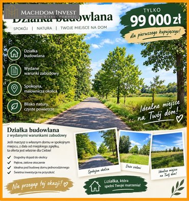 Działka na sprzedaż 1000m2 działka Bobrowo
