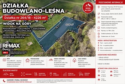 Przestronna działka budowlano-leśna z widokiem na góry działka Pogorzany