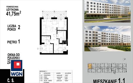 Do sprzedania nowoczesne 2-pokojowe mieszkanie 41,75 m² w Głogowie mieszkanie Głogów, Wojska Polskiego