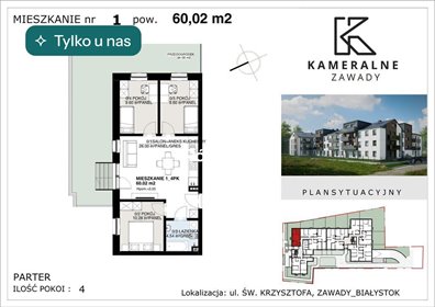 mieszkanie na sprzedaż 60m2 mieszkanie Białystok, Zawady