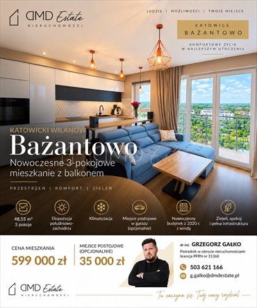Nowoczesne 3-pokojowe mieszkanie z balkonem i miejscem zapraszam mieszkanie Katowice, Kostuchna
