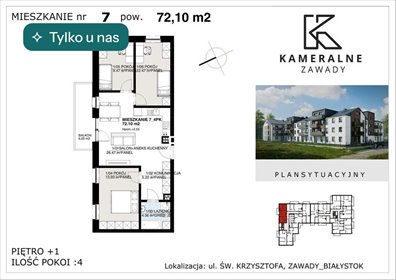 Polecam nowoczesne 4-pokojowe mieszkanie z balkonem w Zawadach mieszkanie Białystok, Zawady
