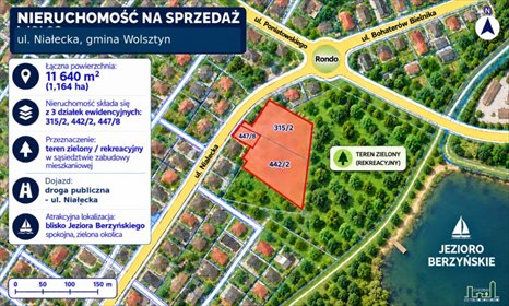 Działka 11 640 m² z potencjałem zabudowy - Wolsztyn działka Wolsztyn, Niałecka