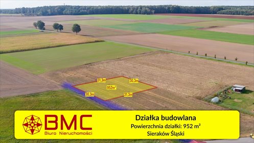 działka na sprzedaż 952m2 działka Sieraków Śląski, Osiedlowa