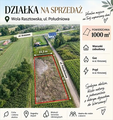 działka na sprzedaż 1000m2 działka Wola Rasztowska, Południowa