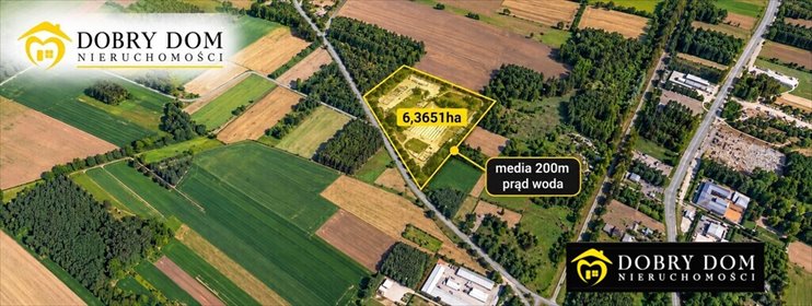 Działka przemysłowa 6,36 ha z wjazdami i utwardzeniem. działka Dubiny