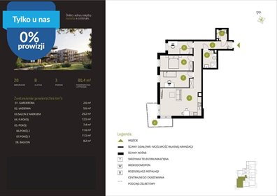 Do sprzedania nowoczesne 4-pokojowe mieszkanie 80,4 m² w Bydgoszczy mieszkanie Bydgoszcz, Flisy, Mińska