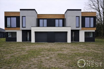 Nowoczesny dom bliźniak 173 m2 z ogrodem 1500 m2, fotowoltaika dom Stara Wieś, Poziomkowa