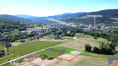 Widokowa działka budowlana 1078 m² w Kamienicy - polecam! działka Kamienica