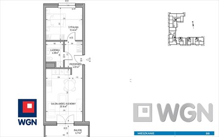 Nowoczesne 2-pokojowe mieszkanie z balkonem (41,57 m²) w Wrotkowie mieszkanie Lublin, Wrotków, Wrotków