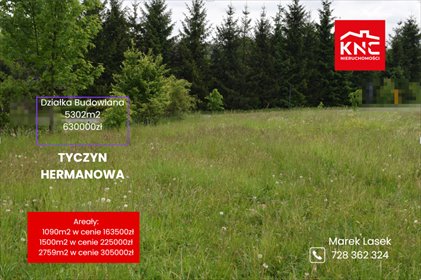 działka na sprzedaż 1090m2 działka Hermanowa