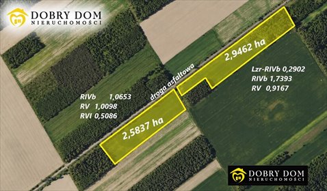 Dwie działki rolne 5,5 ha z dojazdem asfaltowym działka Jałówka