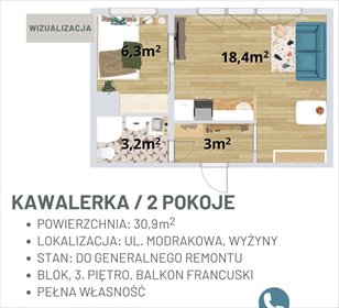 mieszkanie na sprzedaż 31m2 mieszkanie Bydgoszcz, Wyżyny, Modrakowa