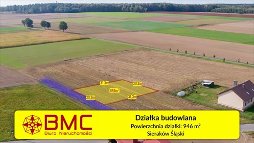 działka na sprzedaż 946m2 działka Sieraków Śląski, Osiedlowa
