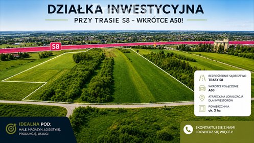 Działka pod inwestycję 30 tys. m² przy S8 i krajowej 50 działka Mszczonów, Techniczna