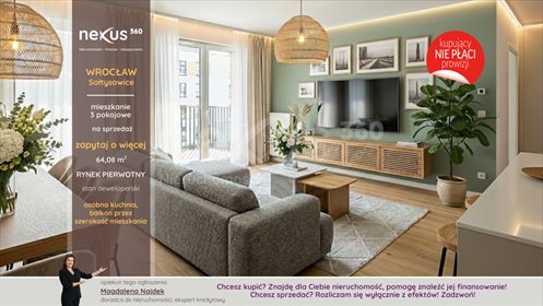 mieszkanie na sprzedaż 64m2 mieszkanie Wrocław, Sołtysowice, Sołtysowice, Lothara Herbsta