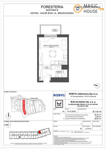 mieszkanie na sprzedaż 26m2 mieszkanie Gdynia, Wielki Kack, Bieszczadzka