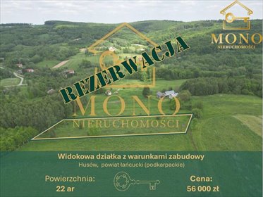 Widokowa działka 22 arów z WZ, las, panorama działka Husów