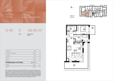 mieszkanie na sprzedaż 67m2 mieszkanie Bydgoszcz, Czyżkówko, Flisacka