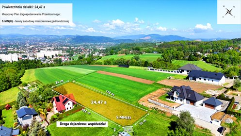 Działka budowlana z widokiem na Tatry i miasto, 24,5 ara działka Nowy Sącz, Chruślicka