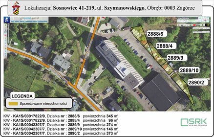 działka na sprzedaż 1234m2 działka Sosnowiec, Zagórze, Szymanowskiego