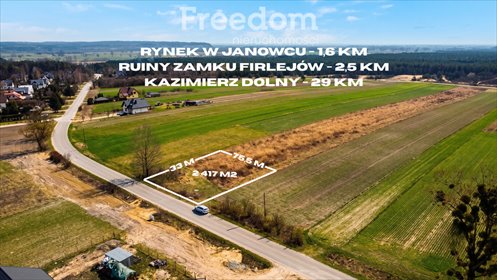 Działka budowlana 2417 m² z dostępem do mediów, Janowiec działka Janowiec, Jana Kochanowskiego