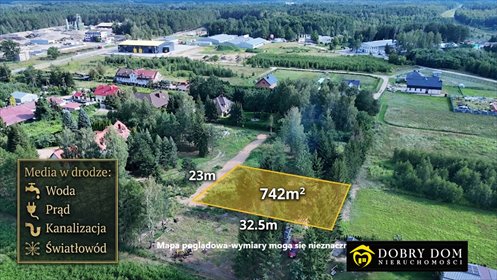 Do sprzedania działka 742 m² pod Białymstokiem z mediami działka Hryniewicze