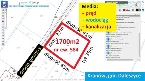 działka na sprzedaż 1700m2 działka Kranów