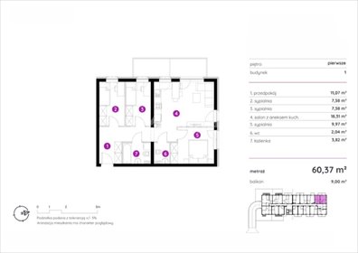 mieszkanie na sprzedaż 60m2 mieszkanie Gdańsk, Orunia Górna, Borkowska