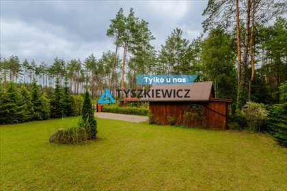 Urokliwy dom rekreacyjny 44 m2 z tarasem w lesie koło jeziora dom Łubiana