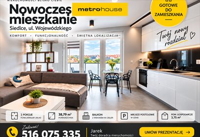 Mieszkanie 39 m² z balkonem i windą w Siedlcach - polecam! mieszkanie Siedlce, Wojewódzkiego