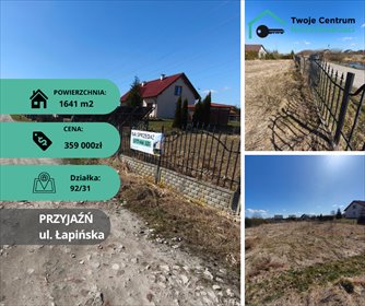 działka na sprzedaż 1641m2 działka Przyjaźń, łapińska 9