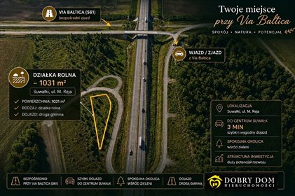 Działka rolna 1031 m² w Suwałkach - polecam działka Suwałki