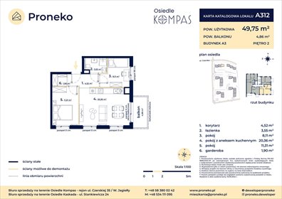 mieszkanie na sprzedaż 50m2 mieszkanie Gdańsk, Orunia Górna, osiedle Kompas, Oskara Żawrockiego