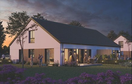 Nowoczesny bliźniak 103 m² z garażem i dużym ogrodem dom Pucice