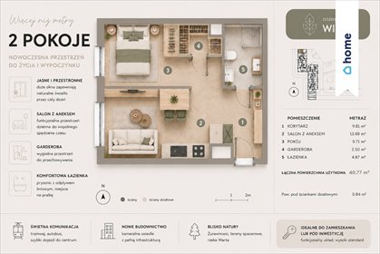 Polecam funkcjonalne 2-pokojowe mieszkanie 40,77 m² na Naramowicach mieszkanie Poznań, Bielicowa