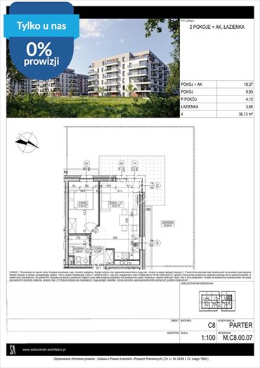 Na sprzedaż nowoczesne 2-pokojowe mieszkanie 36 m² w Fordonie mieszkanie Bydgoszcz, Fordon, Fordońska