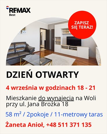 Mieszkanie 58 m² z tarasem i widokiem na Warszawę - polecam! mieszkanie Warszawa, Wola, Jana Brożka
