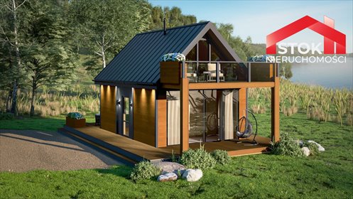 Nowoczesny dom modułowy 45m2 z tarasem i sauną dom Poczopek, Markowy Wygon