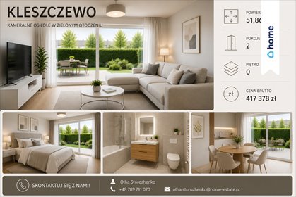 Polecam nowoczesne 2-pokojowe mieszkanie z tarasem i ogródkiem mieszkanie Kleszczewo