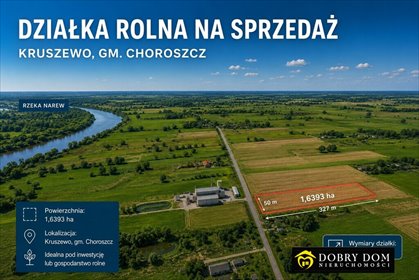 Działka rolna 1,6 ha z możliwością zabudowy w Kruszewie działka Kruszewo